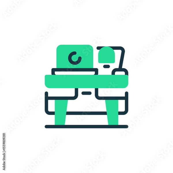Fototapeta Office Desk Two Tone Color Icon. linear style sign for mobile concept and web design. Outline vector icon.