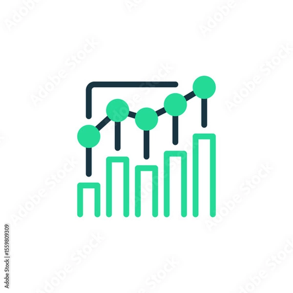 Fototapeta Progress Chart Two Tone Color Icon. linear style sign for mobile concept and web design. Outline vector icon.
