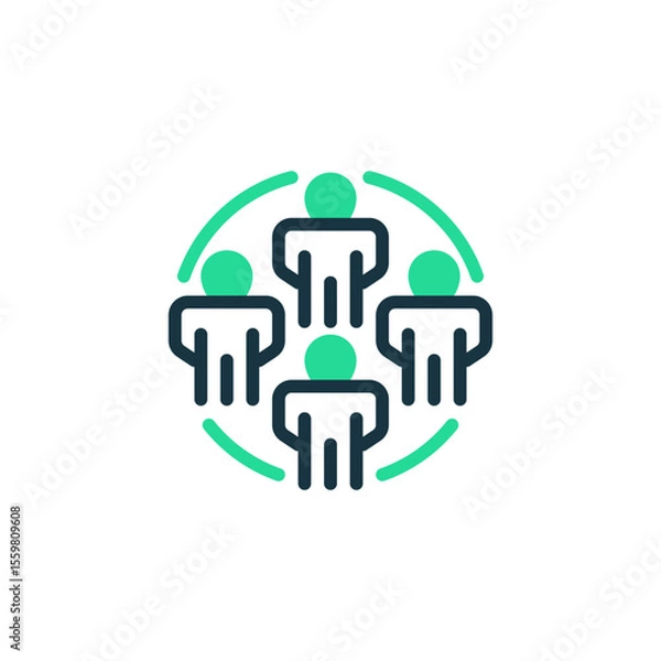 Fototapeta Dynamic Team Two Tone Color Icon. linear style sign for mobile concept and web design. Outline vector icon.