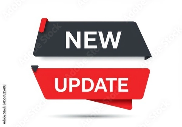 Fototapeta New and update labels in black and red color