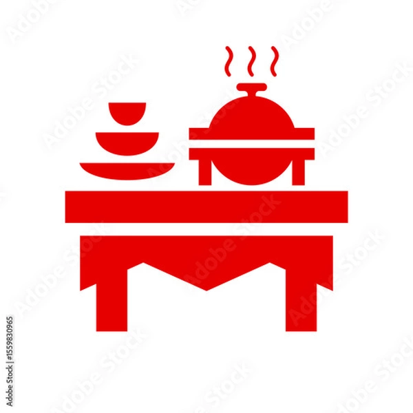 Obraz Buffet table for wedding reception flat vector object. Hotel restaurant. Multiple hot and cold dishes.