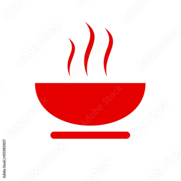 Obraz Black single hot soup dish line icon, simple outline fresh side dish soup flat design pictogram, infographic vector