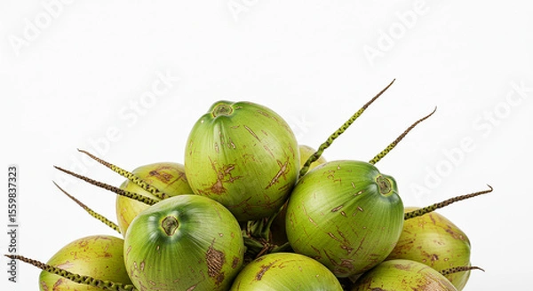 Fototapeta Fresh Green Coconut Cluster – Smooth, Sturdy & Naturally Tropical Tree Fruit