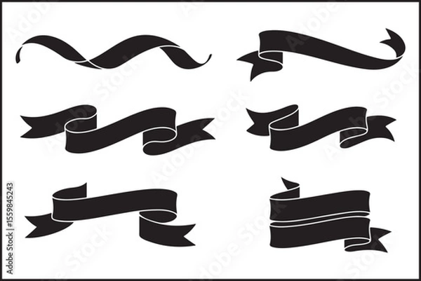 Fototapeta Retro Black Ribbon Clipart Bundle

