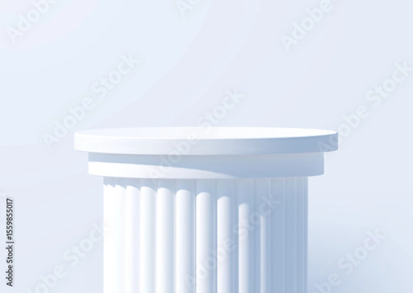 Fototapeta White podium like a classic column for product presentation. Podium stage. Minimal scene with podium, Vector illustration.