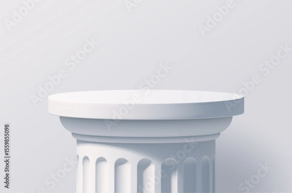 Fototapeta White podium like a classic column for product presentation. Empty podium. Minimal scene with podium, Vector illustration.
