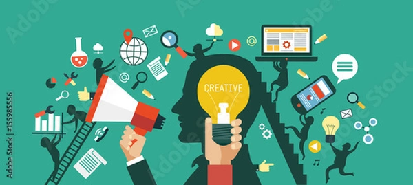 Fototapeta Creative network infographics