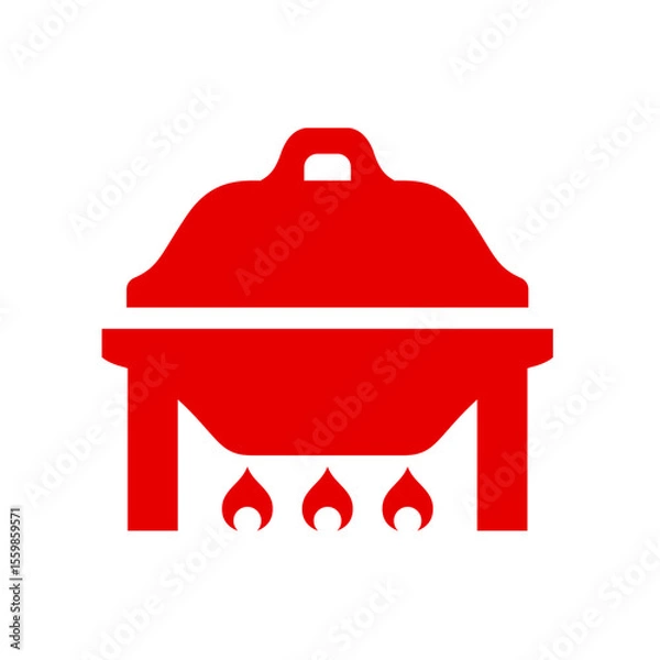 Obraz chafing dish with a partially lid icon vector red, black