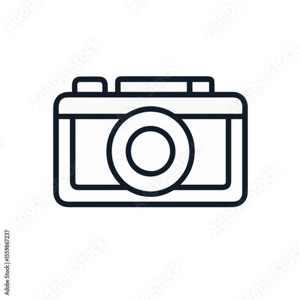 Obraz Minimalist black and white camera icon on plain white background, simplicity