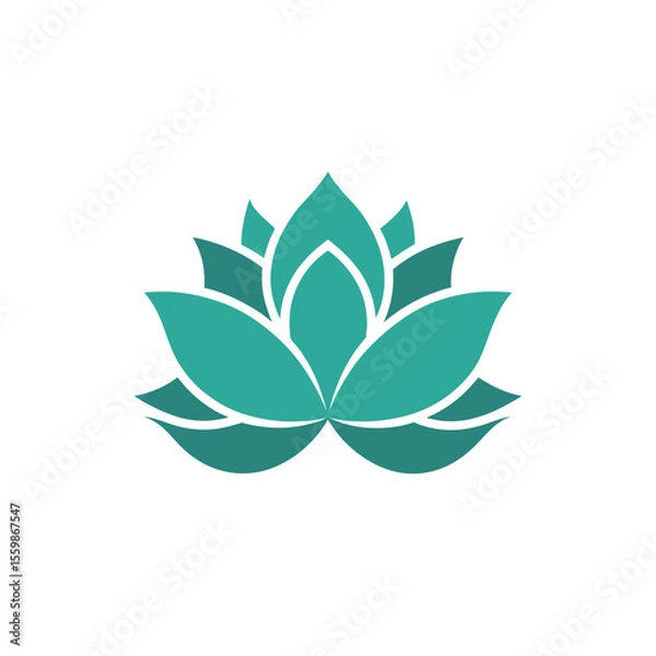 Obraz Zen-inspired flower in minimalist brush-style silhouette, centered on white background in Adobe Illustrator Artwork