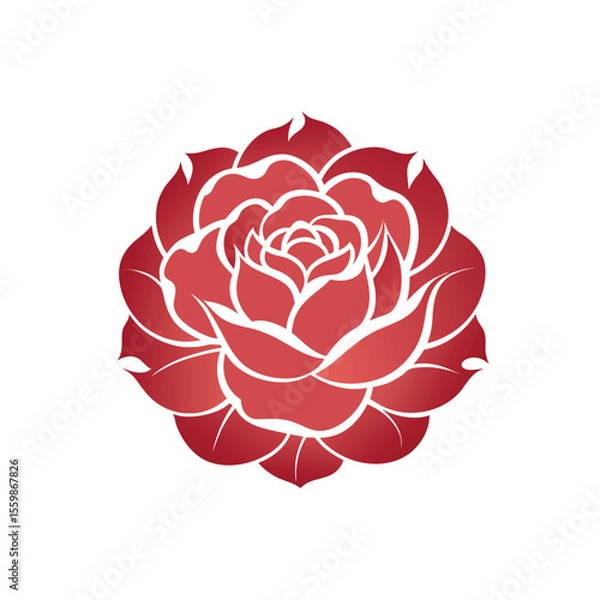 Obraz Vintage-inspired silhouette icon of a blooming peony flower with detailed petal layers in Adobe Illustrator Artwork