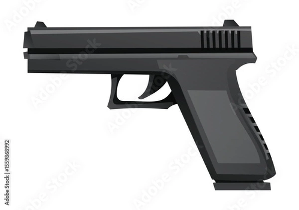 Fototapeta Handgun, a firearm typically carried by law enforcement officers for protection and duty. Vector cartoon illustration