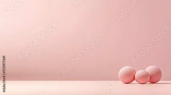 Fototapeta Three Pink Textured Spheres Against a Soft Pink Background