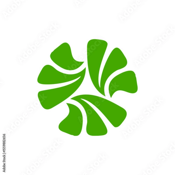 Obraz Abstract three leaf logo. leaf icon dynamic green color symbol nature