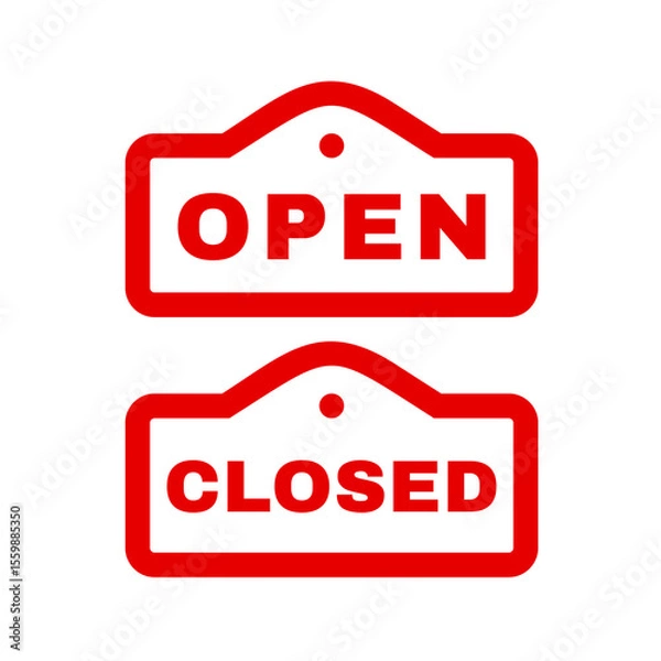 Obraz Open and close icon set. Open and close hanger board icons on transparent background.