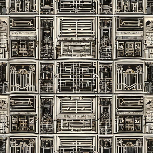 Fototapeta Art Deco Style Forbidden City in ASCII Art: A Modern Interpretation of Historical Architecture