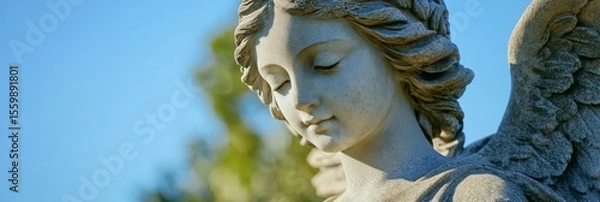 Fototapeta A statue of an angel with wings