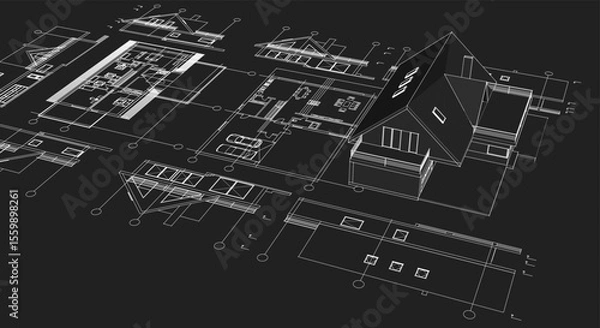 Obraz house architecture plan 3d illustration