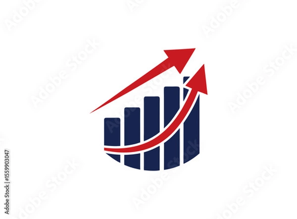 Fototapeta Financial Growth Logo with Bar Chart and Up Arrow Vector for Business, Investment, Accounting, Marketing, and Corporate Success