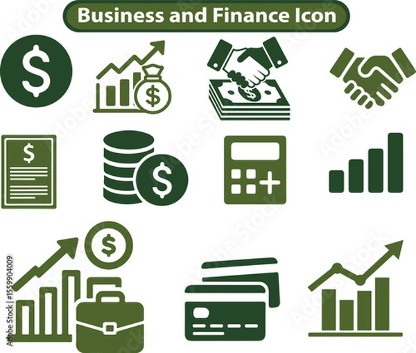 Obraz Business and finance flat k icon money and finance icons