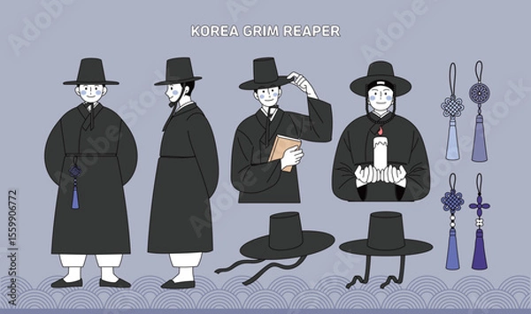 Fototapeta 한국 저승사자 일러스트 모음