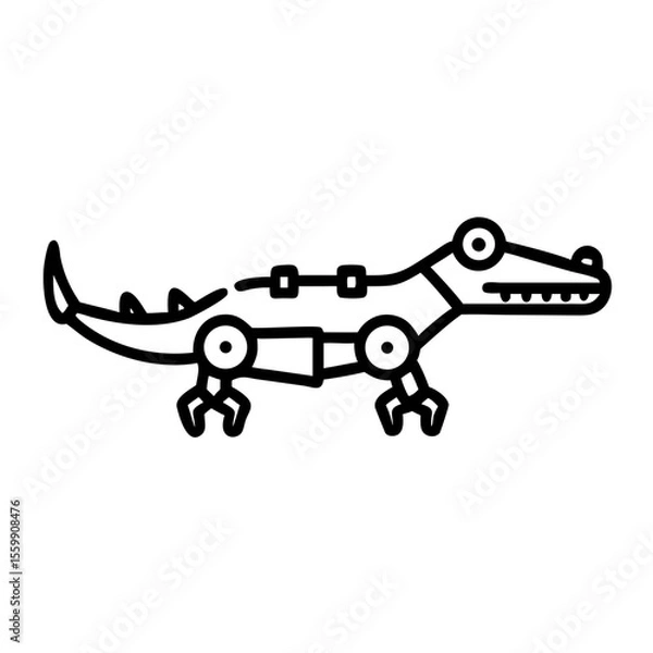 Obraz Crocodile Silhouette Vector – Isolated Black Reptile Shape
