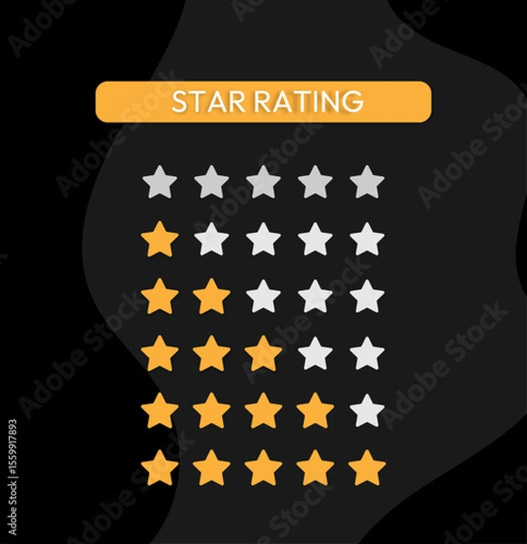 Obraz vector template ranking stars infographics yellow stars on a black background