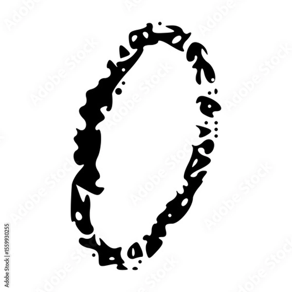 Fototapeta Grunge numbers 1,2 with rough brush texture acrylic. Hand-painted spray ink effect, doodle calligraphy font. Flat illustration isolated on white.