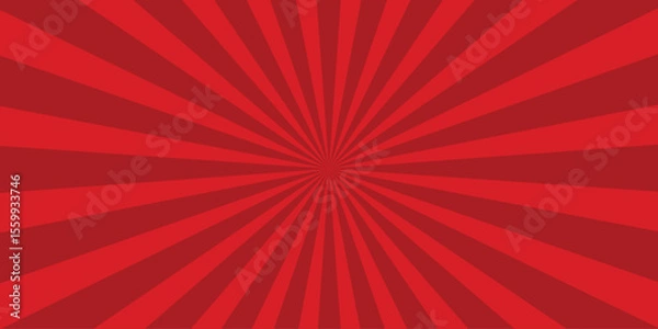 Fototapeta Vibrant red burst graphic design of comic style sunbeams radiating from a central point for creative projects and design elements