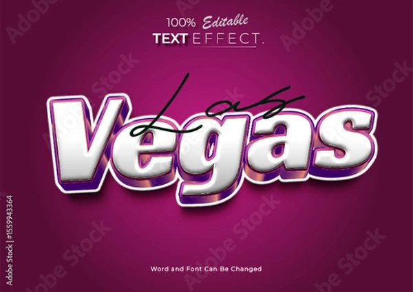 Obraz 3d Neon Las Vegas text effect. Neon Font style Effect. Editable text effect.