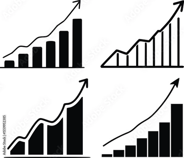 Fototapeta Vector art set of graphs showing upward trends
