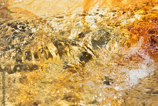 Fototapeta 初夏の水辺　清流の流れ水面のアップ　222