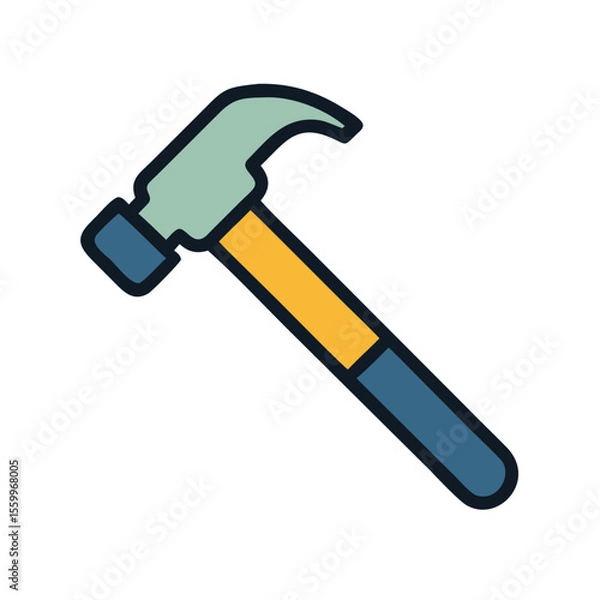 Fototapeta Minimalist Outline Hammer Tool with Wooden Handle Construction Symbol Icon