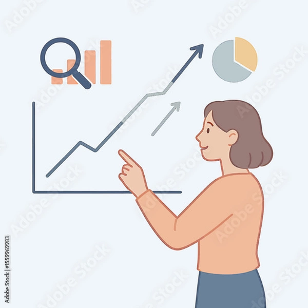 Obraz Woman Presenting Growth Charts with Enthusiasm