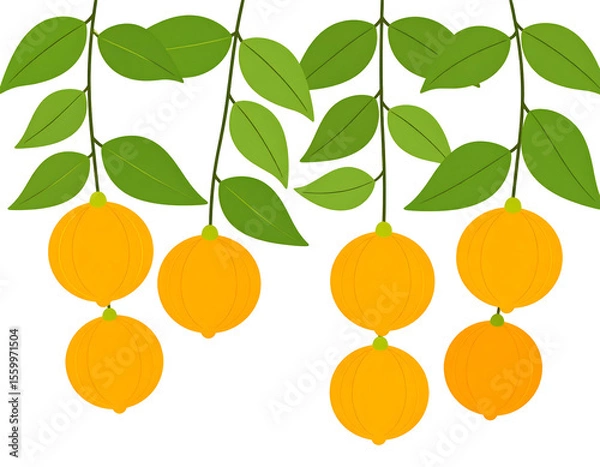 Fototapeta Bright oranges and verdant leaves create a refreshing natural display on delicate stems.