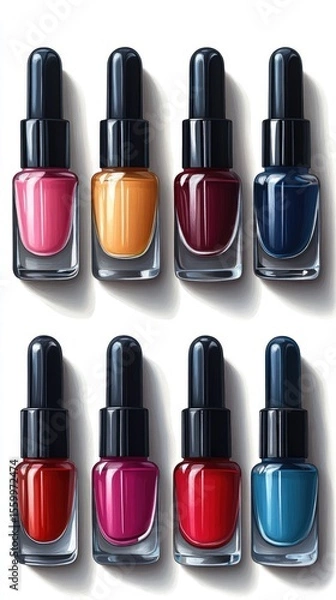 Fototapeta Nine bottles of nail polish in various colors