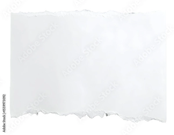 Fototapeta A clean sheet of blank paper features rough torn edges, ready for your creative content.