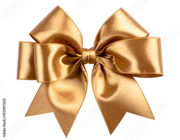Fototapeta Elegant golden gift bow crafted from shimmering satin ribbon, symbolizing joy and special occasions.