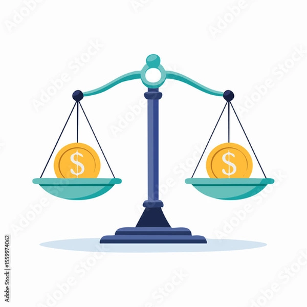 Fototapeta Financial Equilibrium: A visual representation of financial balance, highlighting the equitable distribution of resources and value, rendered in a clean and vibrant illustration.
