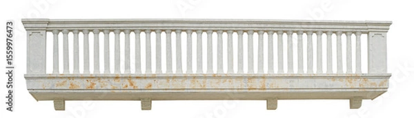 Obraz Antique stone balcony railing  or stone fence columns isolated. Architectural close-up of ornate balcony railings. Stone exterior balustrade