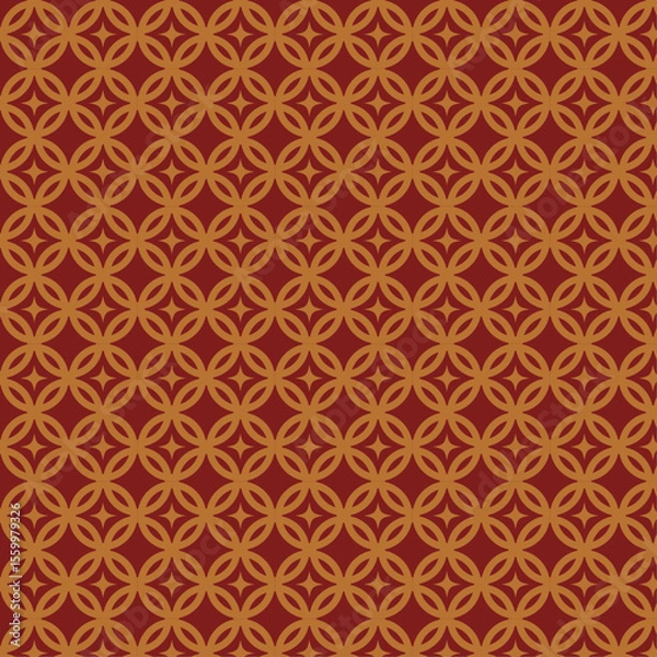 Fototapeta Elegant Vintage Geometric Pattern with Interlocking Circles on Burgundy Background