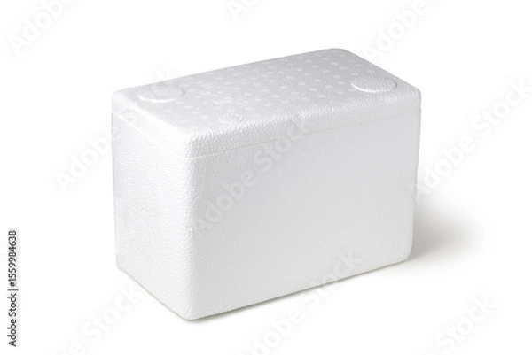 Obraz White styrofoam box with lid on white background