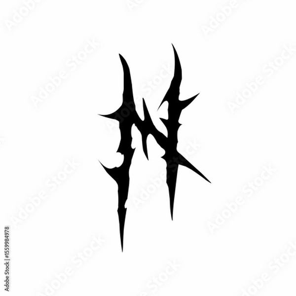 Fototapeta Abstract tribal letter n, vector art tattoo elements