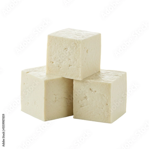 Fototapeta Cubes of fresh tofu stacked on top of each other  