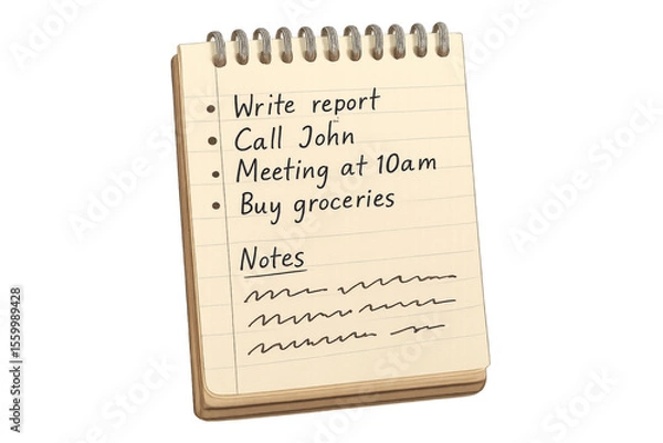 Fototapeta Notepad showing to do list and notes on transparent background