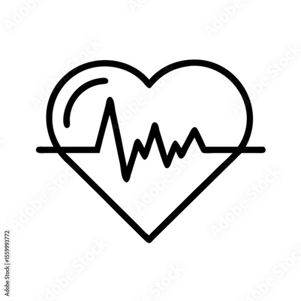 Fototapeta Heartbeat line inside heart shape in minimalistic style  