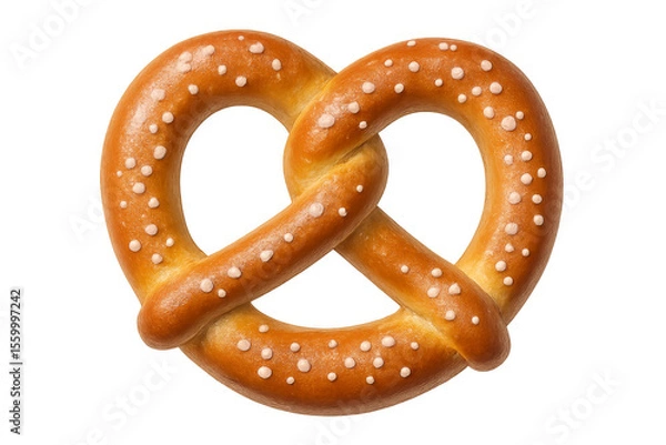 Fototapeta Soft pretzel with salt crystals on transparent background