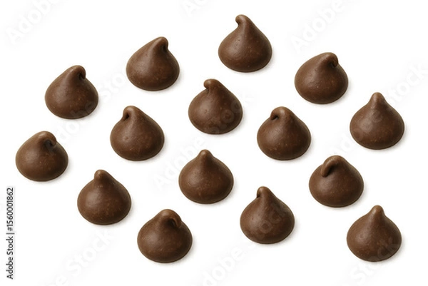 Obraz Chocolate chips falling on transparent background
