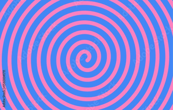 Obraz Psychedelic Swirl, Twirl Background, Retro ripple wave line pattern in candy blue pink color. Vector design