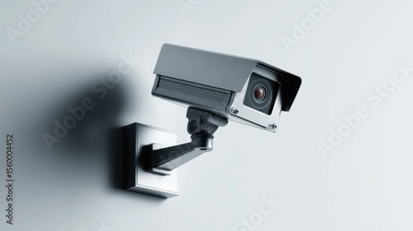 Obraz Outdoor motion detection CCTV camera with sensor on white surface